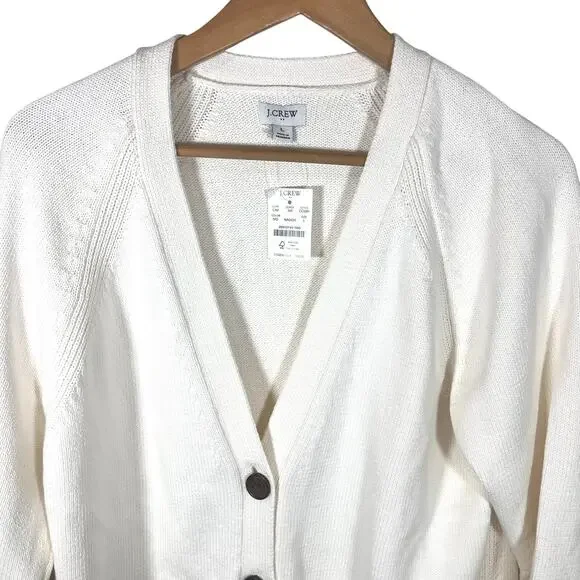 J.Crew Cream Cardigan NWT Soft Girl Balletcore Preppy Cozy Knit Size L - Picture 6 of 10